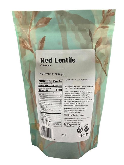 15-20 (1 LB) Organic Split Red Lentils - Quick Cooking Min - Dal Soups Curries Stews - Kosher Vegan Non-GMO