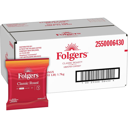 42-1.5 Packets, Packs Folgers Classic Roast Medium Roast Ground Coffee, Ounce Fraction frac