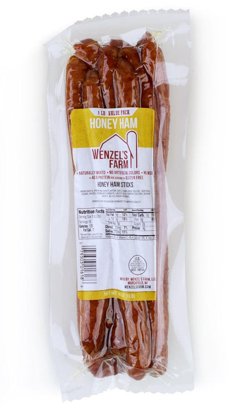 Wenzels Farm Honey Ham Sticks Supports Active Lifestyles Flavorful, Naturally Smoked High