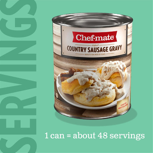 Country 6 lb 9 oz (#10 Chef-mate Sausage Gravy, Breakfast Sausage, Biscuits and Gravy, Can Bulk)