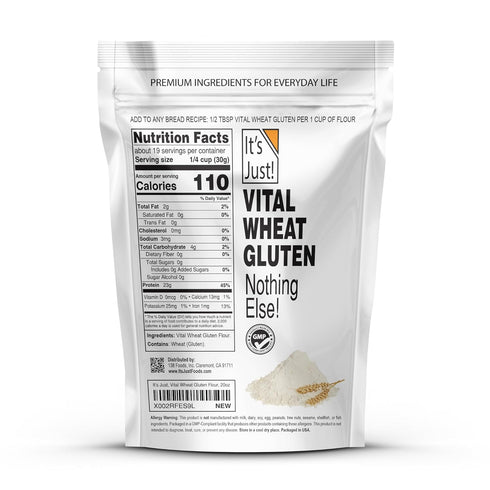 20 oz It's Just! Vital Wheat Gluten Flour - High Protein, Vegan, Low Carb, Keto Friendly