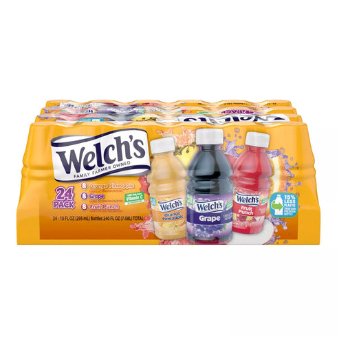 Ready Set Gourmet Pack 2 Pack (10oz 24pk Welch's Variety - Orange Pineapple, Grape and Fruit Punch - No Preservatives