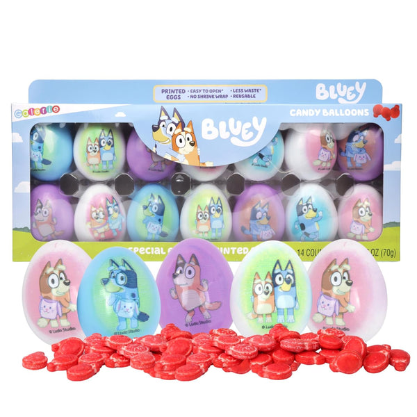 Galerie Bluey Themed Plastic Easter Eggs, Red Hard Candy Pouches Inside, Great