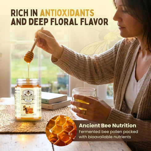 DOSE OF NATURE Pack Immunity 50 Raw Honey with Bee Bread | Small Batch, Unfiltered Superfood Honey for Energy & Stamina