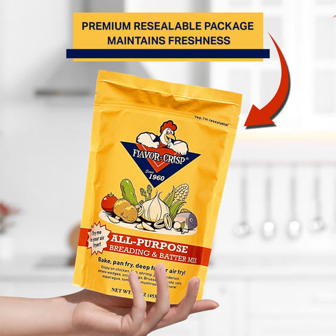 Flavor-Crisp All-Purpose Breading & Batter Mix for Chicken, Fish, Vegetables, Pork, Seafood, Shrimp & other Meats