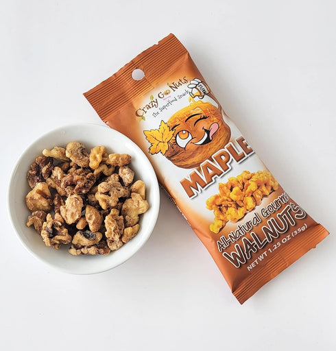 3 1.25 Oz, 6-Pack Crazy Go Nuts Walnuts Maple - Glazed Walnuts, Healthy Snacks, Vegan, Low Carb, Gluten Free, Superfood