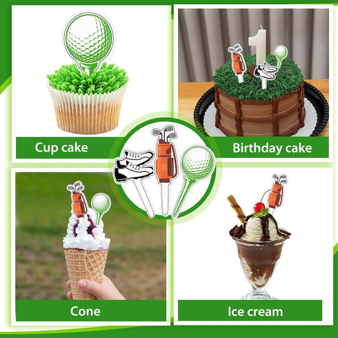 Golf Theme Cupcake Toppers, Golf Shoe Picks & Golf Ball Birthday Cake Decorations for Baby Shower (48 Pcs)