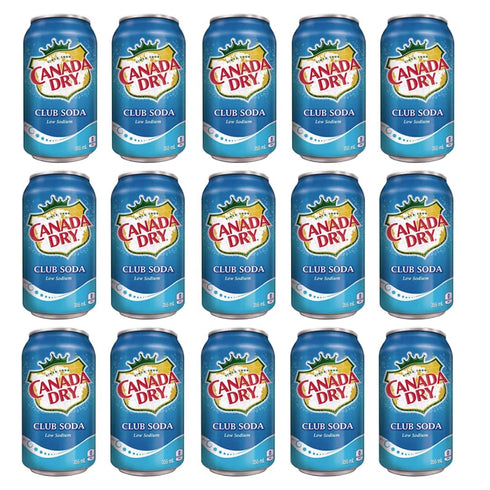 Club Soda 12oz (Pack 15, 180 Oz) Canada Dry Sparkling Seltzer Water, Can of Total