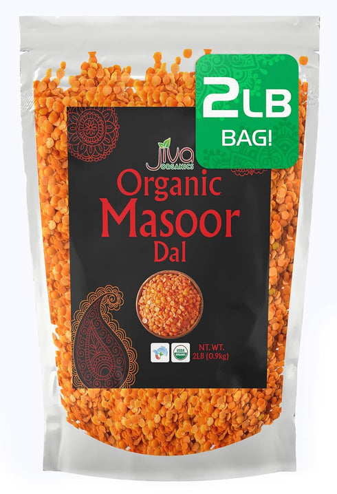 Jiva Organics Organic Masoor Dal 2 Pound Bag (Split Red Lentils) -