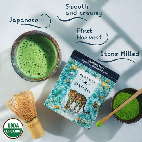 Organic Ceremonial Grade Matcha, Emerald Green, Creamy & Sweet, Japanese First Harvest by Pantenger