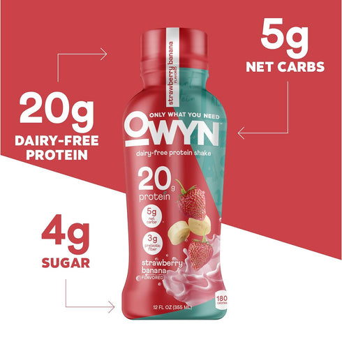 20g 4g 5g Pack, 12 Oz (12 Pack) OWYN Only What You Need Protein Shake, Vegan Protein, Ready to Drink, Dairy Free, Great