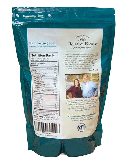 3 Relative Foods All Purpose Gluten free flour. pounds, convenient resealable bag, certified gluten free.
