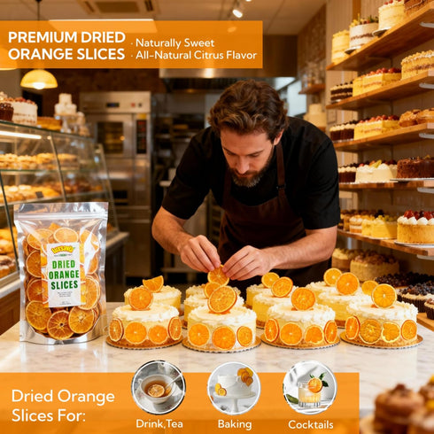 Luxsavia 1.1LB(500g) 100-110 Natural Dried Orange Slices Bulk,Approx Wheels,Dehydrated Orange Slices NO Addtives,Dried
