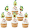 18pcs Glitter Fruit Avocado Cupcake Toppers, Fiesta Party Supplies for Happy Avocado Holy Guacamole Dessert