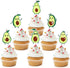 18pcs Glitter Fruit Avocado Cupcake Toppers, Fiesta Party Supplies for Happy Avocado Holy Guacamole Dessert
