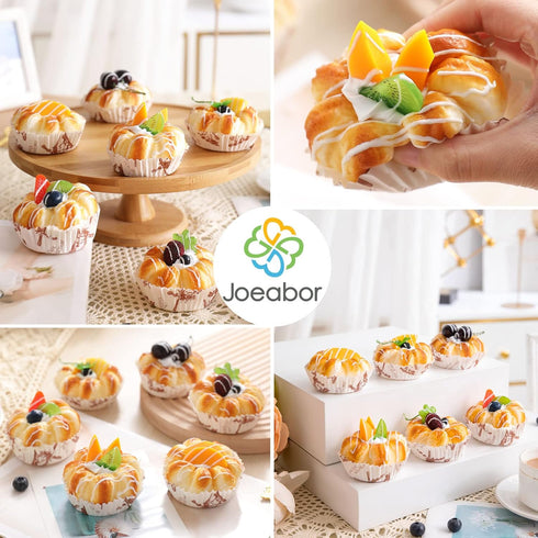 Joeabor 6 Pack Fake Cupcakes, Artificial Cupcakes for Display, Faux Cake Dcor, Realistic Fake Artificial Food