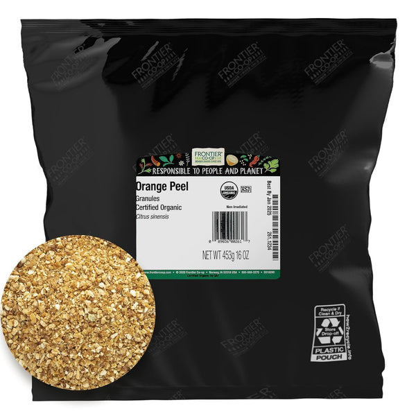 Frontier Organic Orange Peel Granules, 1-Pound Bulk for Marinades and Sweet Treats