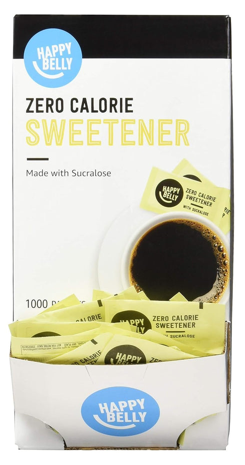 Packet, 1000 count 2.2 (Pack 1) Amazon Brand - Happy Belly Zero Calorie Yellow Sucralose Sweetener Powder (Previously