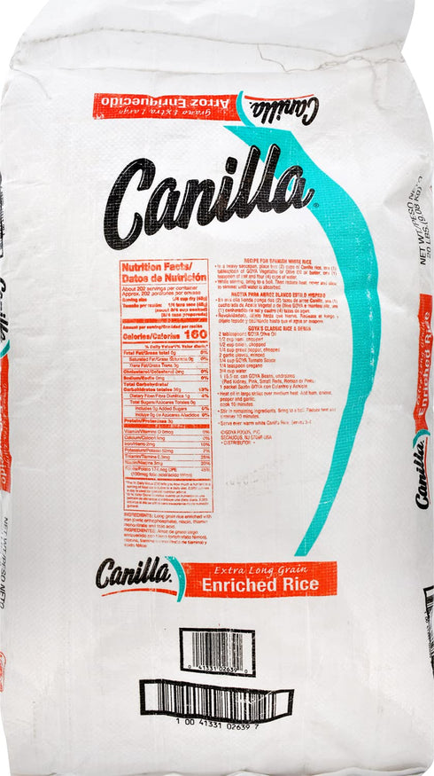 20 Goya Foods Canilla Extra Long Grain White Rice, Pound