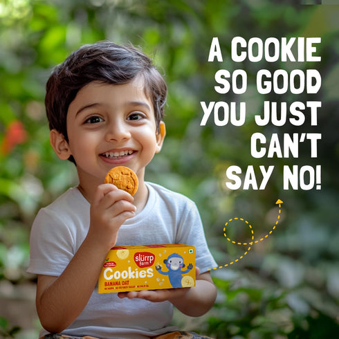 3.10 Oz (88g) Slurrp Farm Banana Oat Cookies for Kids | Healthy Snack Made with Real Bananas & Whole Oats | No Refined