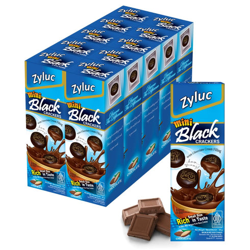 Zyluc Mini Black Crackers Chocolate Snack with Real Cocoa Powder (4.1%) Portable