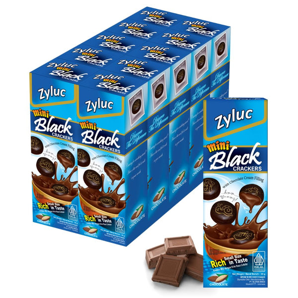 Zyluc Mini Black Crackers Chocolate Snack with Real Cocoa Powder (4.1%) Portable