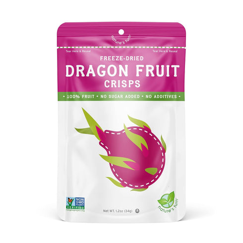 6 (1.2 oz Natures Turn Freeze-Dried Dragon Fruit Crisps Healthy, Gluten-Free, Crispy & Delicious, Plant-Based Snack
