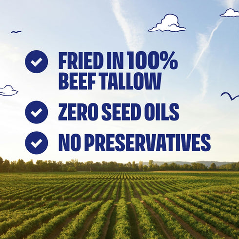 100% 7oz Pack 2 Tasty Nates Beef Tallow Potato Chips Original Sea Salt Kettle Chips Made with Beef Tallow Seed Oil Free