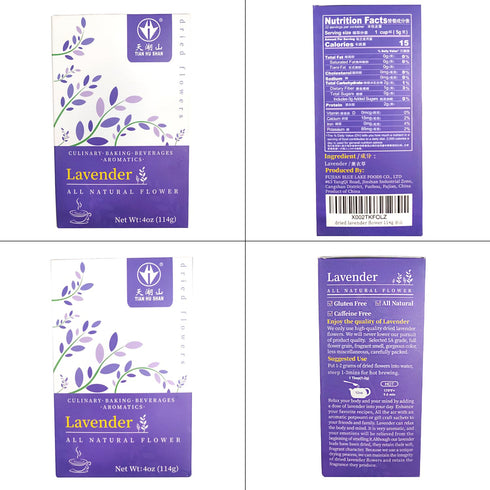 TIAN HU SHAN Dried Lavender Flower Buds, Culinary Food Grade, 4 Ounce, Vegan Herbal Tea