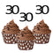 Sumerk 24PCS 30 Cupcake Toppers, Black Glitter 30th Birthday Cupcake Picks, Anniversary Party Decorations