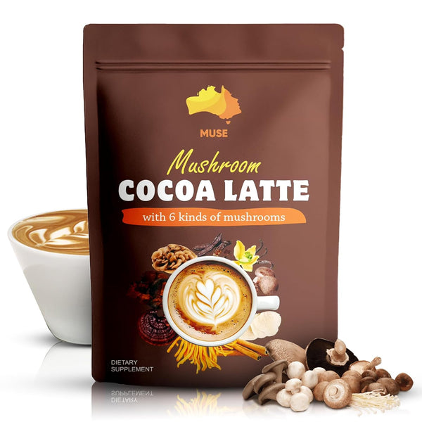 Muse Celtic Minerals Muse Mushroom Cocoa Latte with 6 Mushroom Blend, Dietary Supplement, 3.53 oz