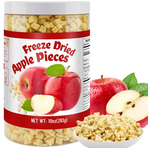 Egcina 10oz Freeze Dried Diced Apples Pieces- Crispy Apple Slices, No Sugar Added