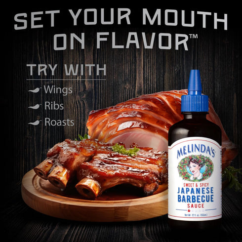 12oz, 1 Pack Melindas Japanese BBQ Sauce - Gourmet Japanese Spicy Sauce and Marinade Made with Soy, Ginger, Garlic, Red
