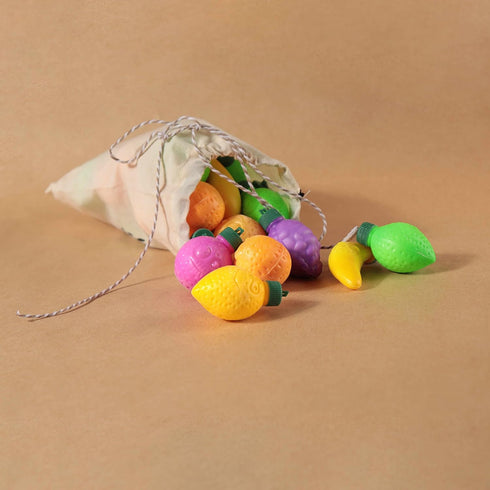 60 90s 4YoreElves Fruit Shaped Fizzy Candy Powder, With Hanging Hole Caps for Decorative Stringing, Great for Hanging