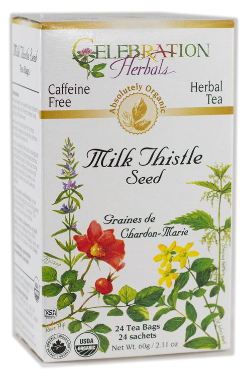 Celebration Herbals Organic Milk Thistle Seed Herbal Tea, 24 Tea Bags, NET WT.60, 2.11 OZ