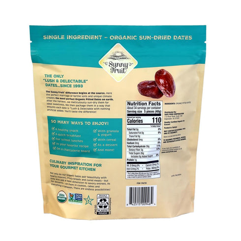48oz (3 lbs) ORGANIC Pitted Dates (Deglet Nour) - Sunny Fruit Bulk Bag | NO Added Sugars, Sulfurs or Preservatives |