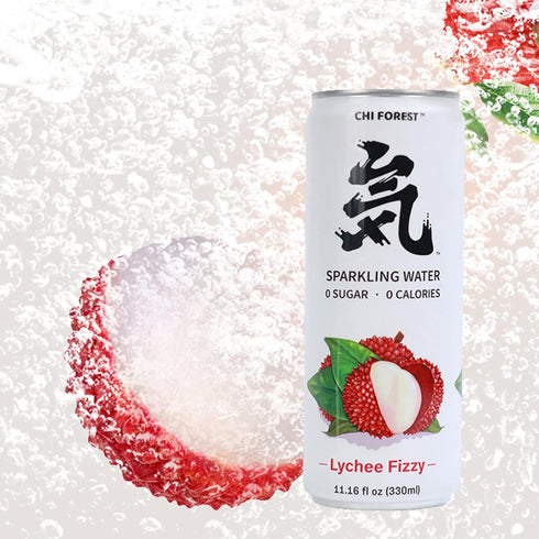 Chi Forest Sparkling Water,Caffeine free,Gluten free,Vegan,0 sugar,0 calories,Lychee Fizzy Flavor,11.16 Fl oz,24