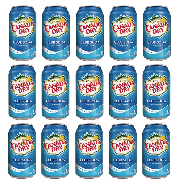 Club Soda Canada Dry Sparkling Seltzer Water, 12oz Can (Pack of 15, Total of