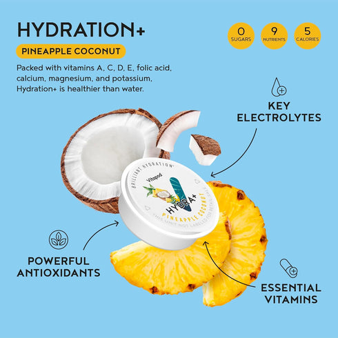 Packets 30 Vitapod Hydra+ Pineapple Coconut Electrolyte Powder Sugar Free Hydration Pods Zero Sugar Instant Hydration