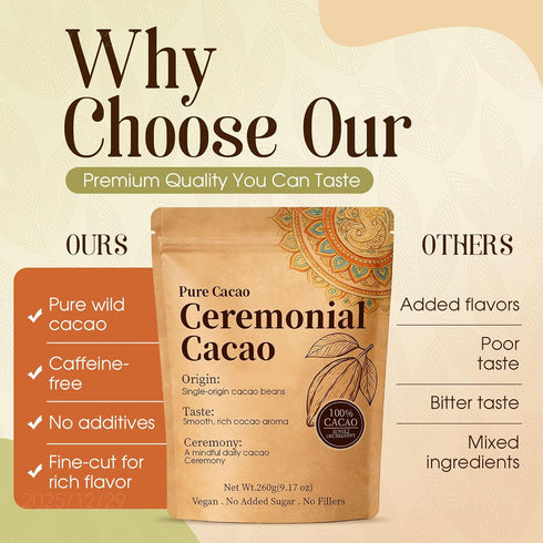 DoseOfQuiet Energy(1) Ceremonial Cacao, Organic Cacao Powder, High Flavanol Cocoa Powder with Natural Theobromine