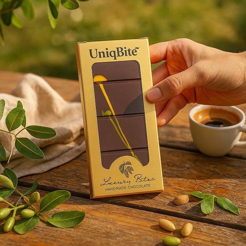 (3.5 UniqBite Dubai Chocolate Bar Pistachio, Crunchy Loaded Viral Knafeh Chocolate Bar with Pistachio Cream and Kataifi
