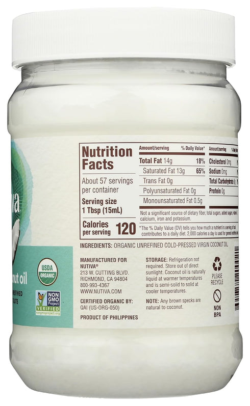54 Oz Nutiva Coconut Oil Organic Extra Virgin