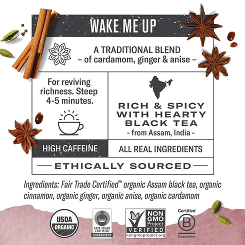 18 (Pack 3), (Packaging Numi Organic Golden Chai Tea, Tea Bags of Assam Black Tea, Cardamom, Ginger & Anise May Vary)