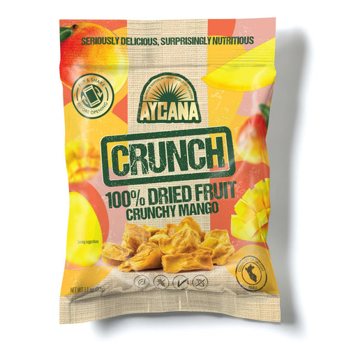 Pack, 12 Aycana Fruit Crunchies Dried Fruit & Granola Bites Banana, Golden Berry, Blueberry, Pineapple, Mango