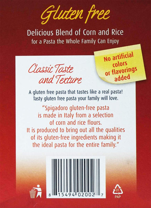 Spigadoro 340 12 Pack 4 Fusilli Gluten-Free Italian Pasta | Gram | Ounce |