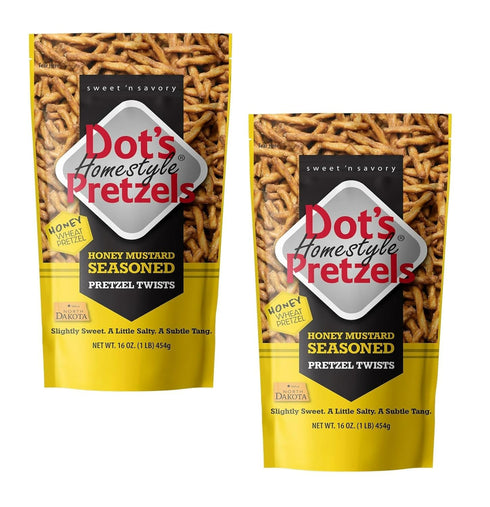 Dot Pretzels Honey Mustard Flavored - Pack of 2 - Delicious, Sweet,