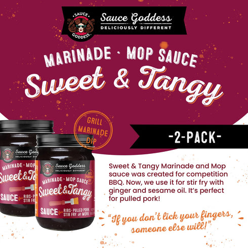 14.6oz (2-Pack) Sauce Goddess - Sweet & Tangy Marinade and Mop Sauce - BBQ Sauce for Pulled Pork, No MSG, Tangy Apple