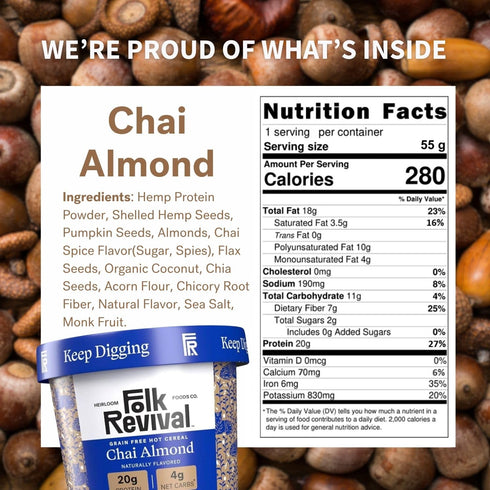 1.94 Folk Revival, Cereal Cup Grain Free Chai Almond, Ounce