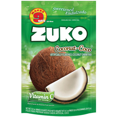 Pack, 14.1 oz (Pack 6) Zuko Coconut Powdered Drink Mix Family No Added Sugar Needed