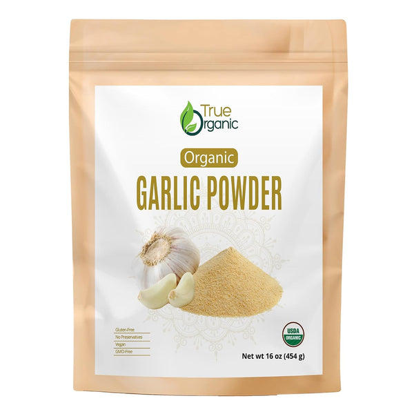 True Organic Garlic Powder, 1 Pound|Certified Organic USDA Certified|Perfect For Savory Dishes|Organic